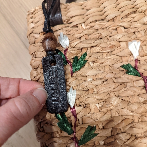 Esprit Woven Mini Straw Bag with Brown Handles - Picture 10 of 12